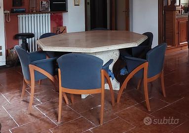 Tavolo ottagonale in travertino