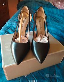 scarpe nere con tacco,pelle morbida 