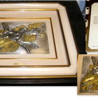 argento 800/000 Quadro scultura  Mazeppa e i lupi