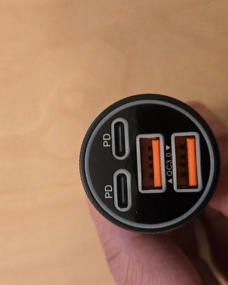 Caricabatterie Auto Fast Charge 4 Uscite (2x USB-C