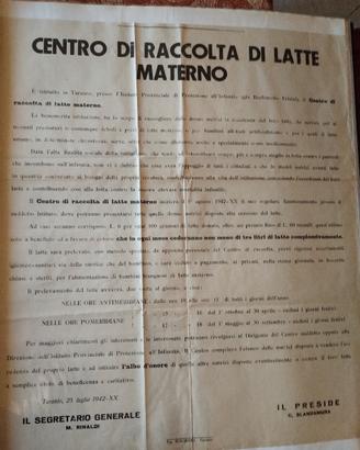 Grande Manifesto 1942 Raccolta Latte Taranto