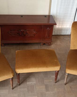 Coppia poltroncine e pouf in velluto 
