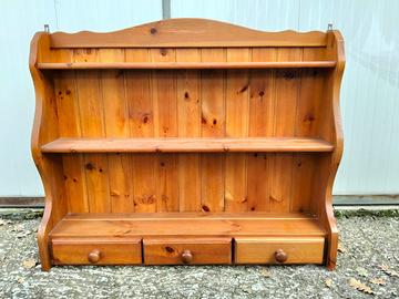 Piattaie in legno massello con 3 cassetti