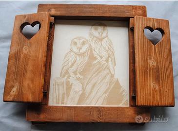 Finestrella  in legno. Civette effetto 3d