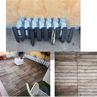 Staccionata + Piastrelle in legno 50x50 + bordura