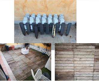 Staccionata + Piastrelle in legno 50x50 + bordura