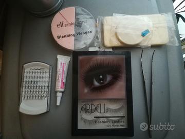Set ciglia finte, colla, pinza e spugnette