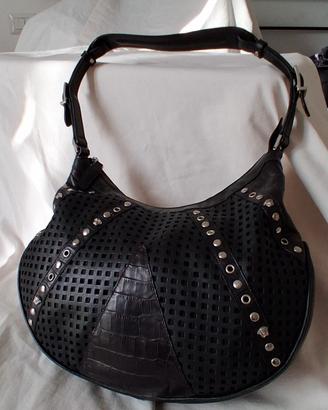 Borsa Gianni Versace pelle nera e borchie 
