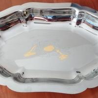 Vassoio Vintage Ovale in Acciaio Inox 18-10 Oro 24