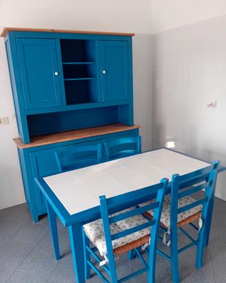 set tavolo cucina 4 sedie e credenza