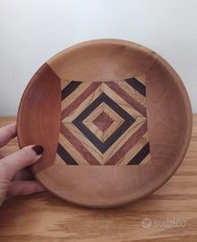 Ciotola in legno intarsiato Vintage