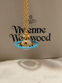 Collana vivienne westwood “tiny orb” blue/gold