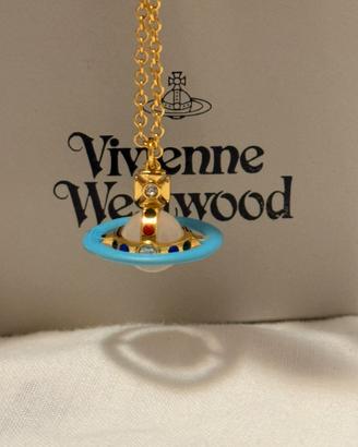 Collana vivienne westwood “tiny orb” blue/gold