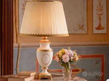 Lampada Villari Napoleon II porcellana oro