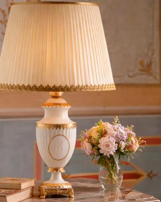 Lampada Villari Napoleon II porcellana oro