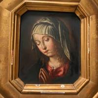 Quadro dipinto olio su tavola antica madonna in pr