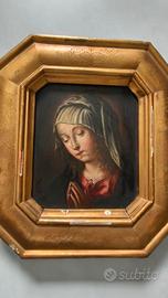 Quadro dipinto olio su tavola antica madonna in pr