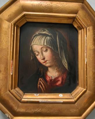 Quadro dipinto olio su tavola antica madonna in pr