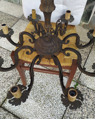 Lampadario in ottone imbrunito