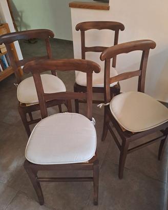 4 sedie rustiche in legno di noce