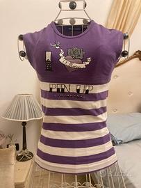 Maglietta viola a righe bianche - Pin up style