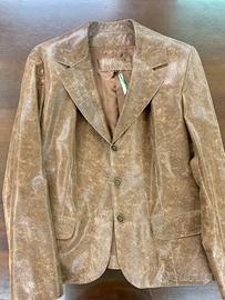 Giacca pelle camoscio luxury donna marrone vintage