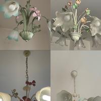 Set di 4 lampadari con fiori in metallo