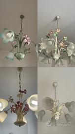 Set di 4 lampadari con fiori in metallo