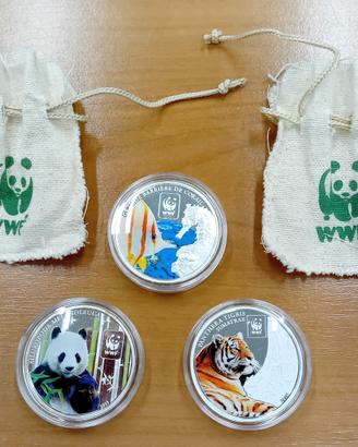 3 MONETE WWF FAUNA DA SALVARE:PANDA-TIGRE-REEFE