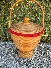 Cesta portacucito rattan anni 70