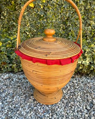 Cesta portacucito rattan anni 70