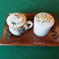 Set Vassoietto indiano legno con  Brocca e Vasetto