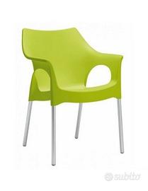 2 Sedia Ola Scab con braccioli impilabile verde