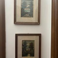 Coppia quadri paesaggio vintage con cornice