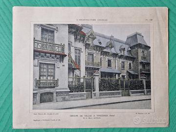 Stampa antica 1900 architettura Vincennes