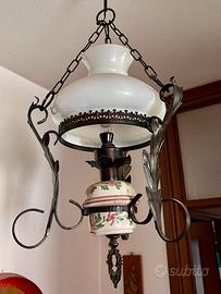 Lampadario ferro battuto vintage anni 70/80