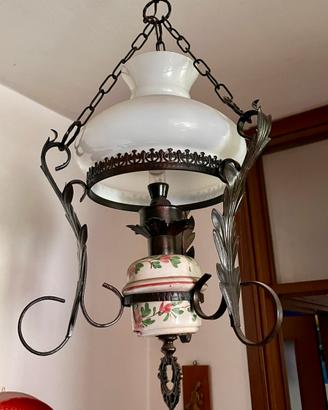 Lampadario ferro battuto vintage anni 70/80