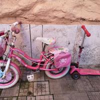 BICI 14"+MONOPATTINO BAMBINA 2-6 ANNI 