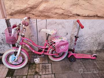 BICI 14"+MONOPATTINO BAMBINA 2-6 ANNI 