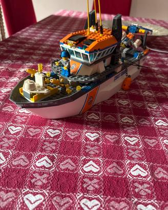 barca lego con elicottero di soccorso