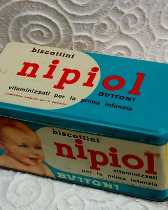 Scatola in latta vuota "biscottini Nipiol" Buitoni