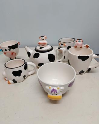 collezione 5 tazze con teiera