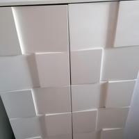 armadietto multiuso laccatto bianco con 4 ante e 2