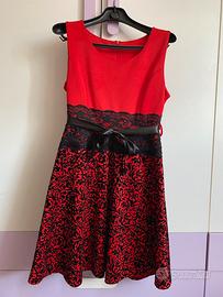 Abito elegante rosso e nero