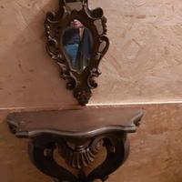 Console con specchiera in legno