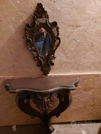 Console con specchiera in legno