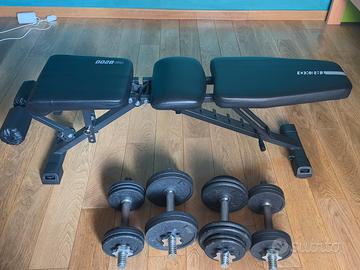 Panca di allenamento + 2 kit di pesi totale 40kg
