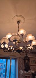 lampadario bronzo vintage