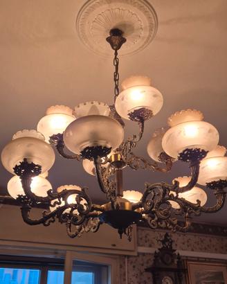 lampadario bronzo vintage