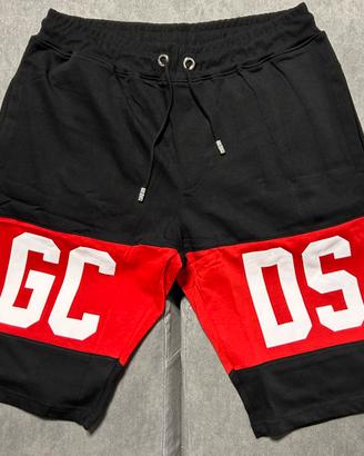 Pantaloncini GCDS neri banda logo rossa